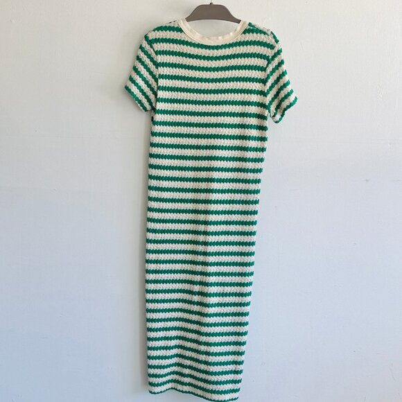 MANGO Green and White Striped Jersey Dress - Picture 6 of 8